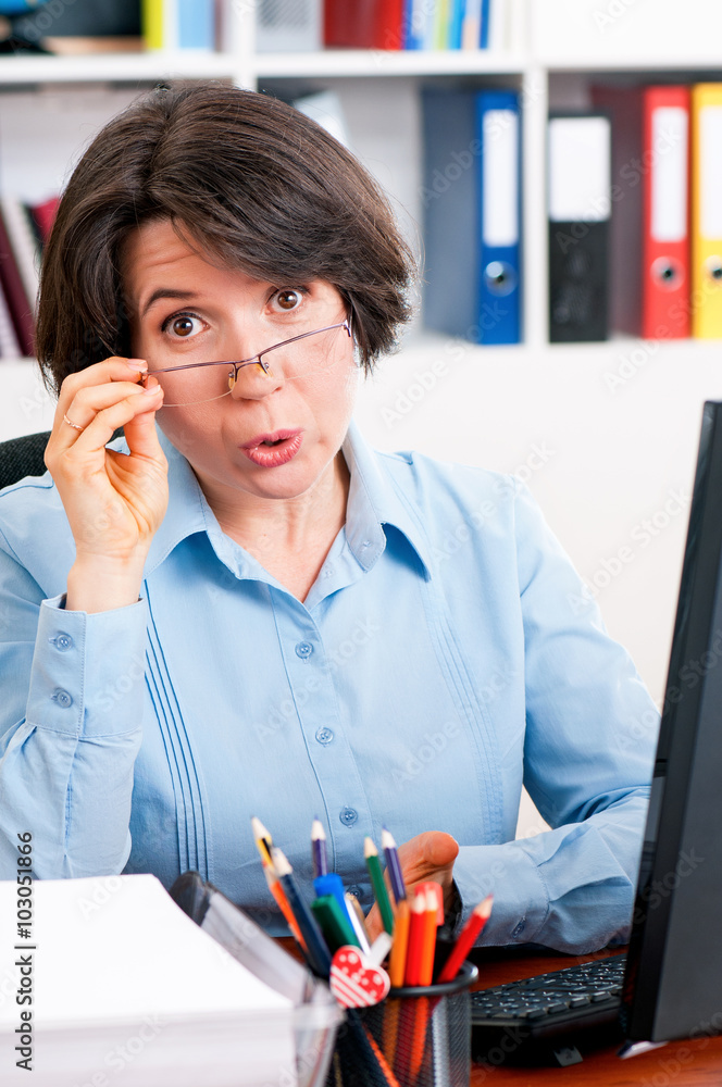 Business woman working on computer Business woman working on computer