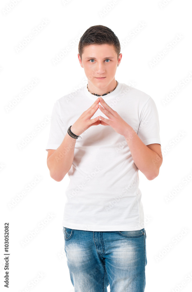 Man in white T-shirt Man in white T-shirt