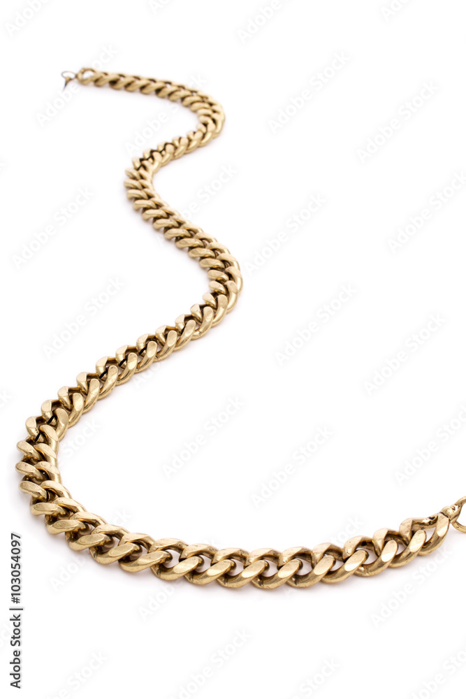 Yellow Gold Chain Necklace Isolated on a White Background Yellow Gold Chain Necklace Isolated on a White Background