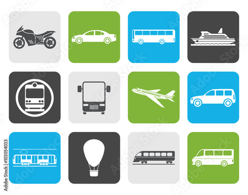 Flat Travel and transportation of people icons - vector icon set
