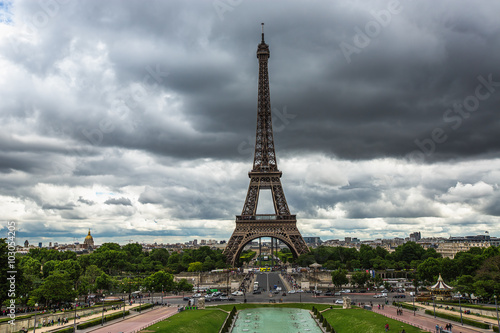 Panoramic view toward The Eiffel Tower in Paris, France