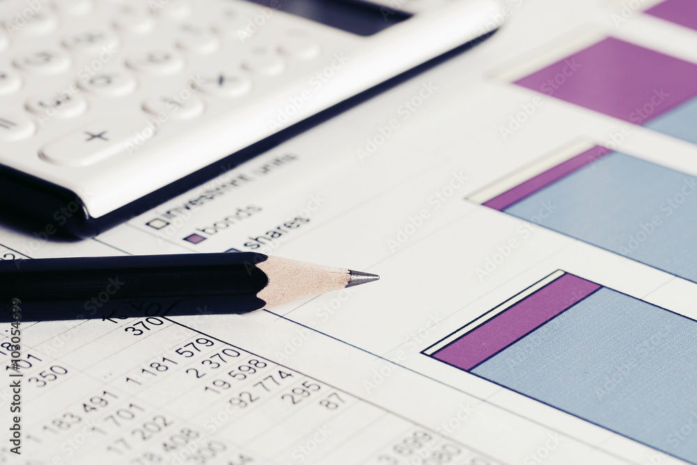 Obraz premium Financial accounting stock market graphs analysis