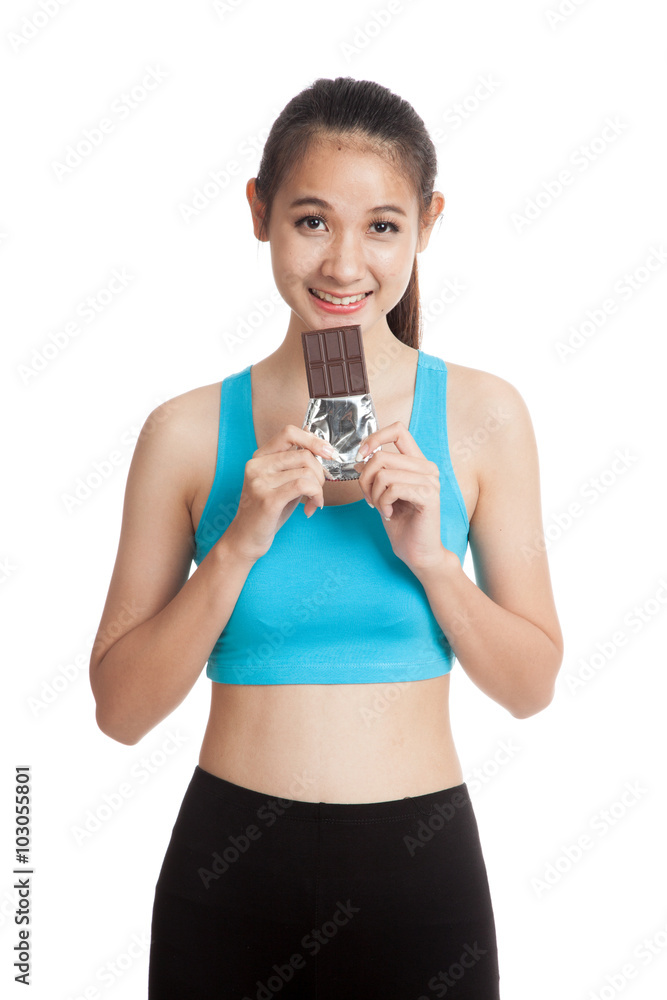 Beautiful healthy Asian girl love chocolate Beautiful healthy Asian girl love chocolate
