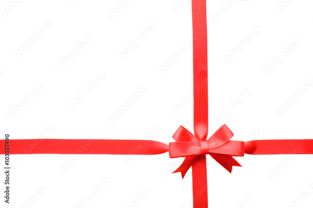 Two ribbons and bow, isolated on white Two ribbons and bow, isolated on white