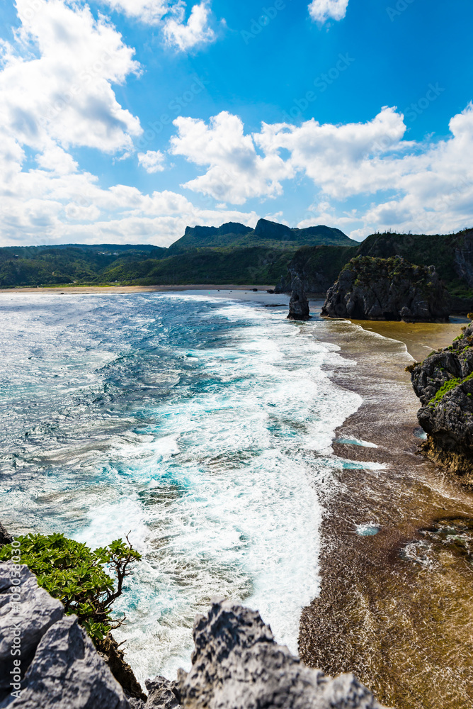 Sea, coast, rock, seascape. Okinawa, Japan, Asia.