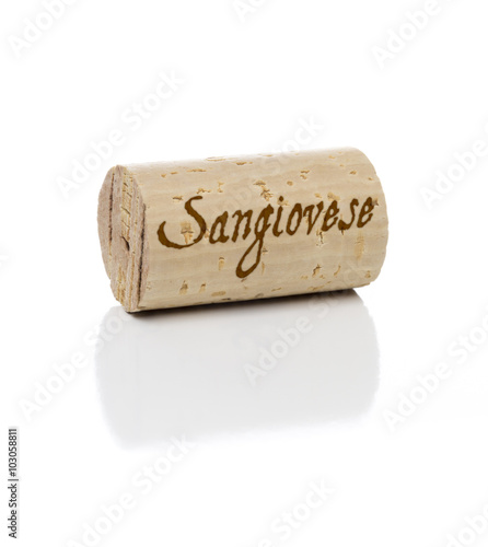 Sangiovese Wine Cork Isolated On A White Background.