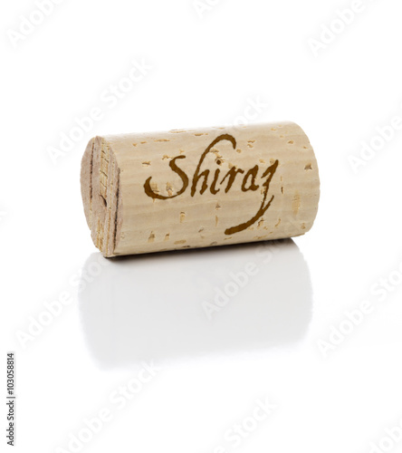 Shiraz Wine Cork Isolated On A White Background.