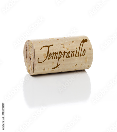 Tempranillo Wine Cork Isolated On A White Background. photo