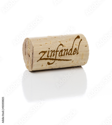 Zinfandel Wine Cork Isolated On A White Background.