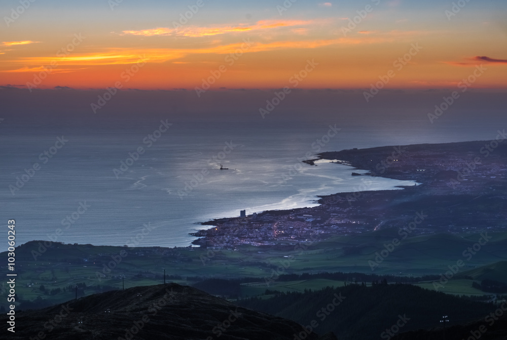 Ponta Delgada at sunset