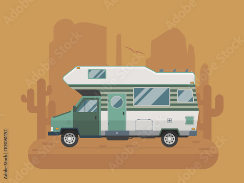 Camper Trailer on desert National Park Area