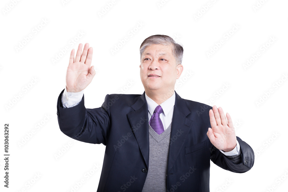 pose and gesture of old Asian businessman pose and gesture of old Asian businessman