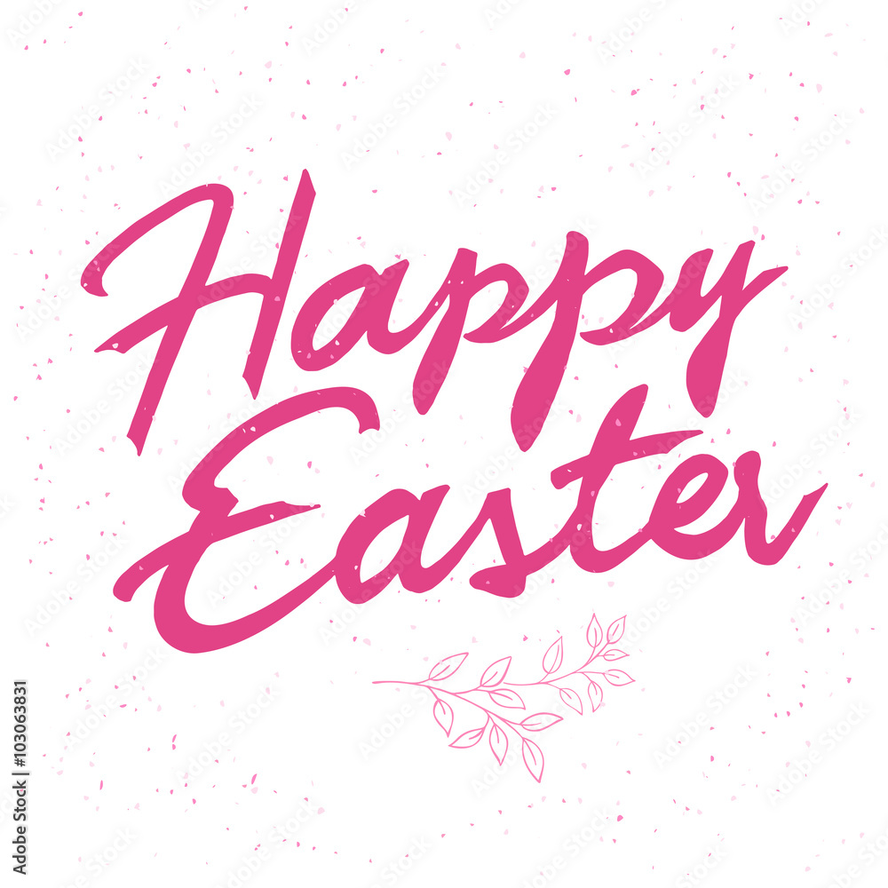 vector hand drawn easter lettering greeting quote with flowers branch