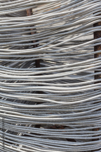 A coil of steel wire close up