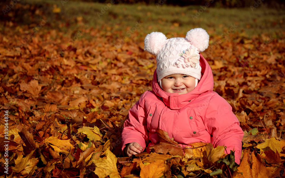 baby girl in autumn park baby girl in autumn park