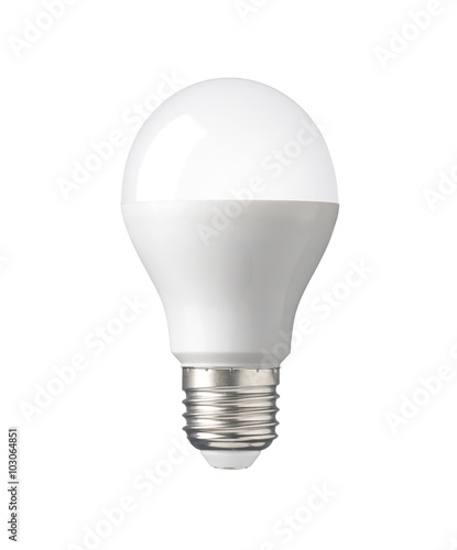 LED, New technology light bulb isolated on white background, Energy super saving electric lamp is good for environment. Realistic photo image with clipping path
