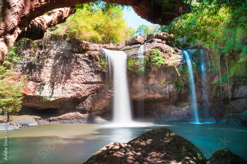 Amazing beautiful waterfalls in deep forest at Haew Suwat Waterfall in Khao Yai National Park  Thailand