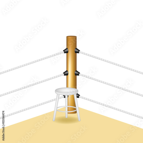 Boxing corner with white wooden stool