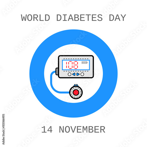 World Diabetes Day. Medical flat icons 