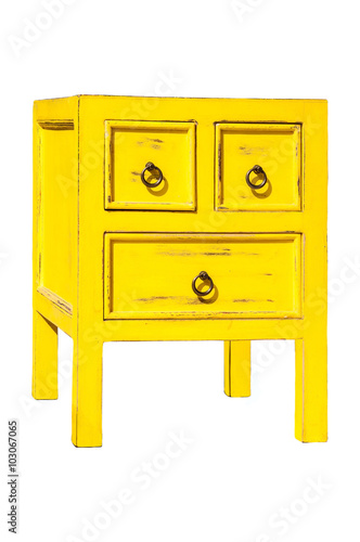 Yellow old cabinet isolate on white background