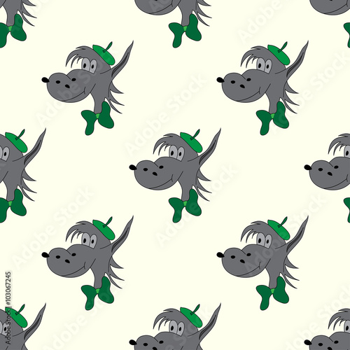 ??????Wolf abstract vector seamless pattern on a light background photo