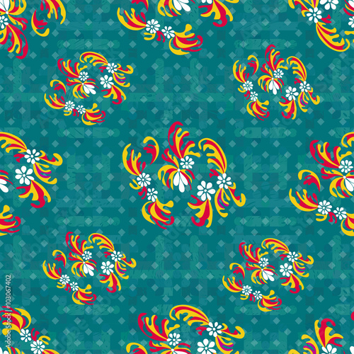 flowers on a geometric background vector seamless pattern wallpaper