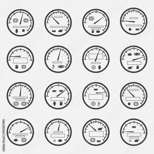 velocity meters symbols vector illustration