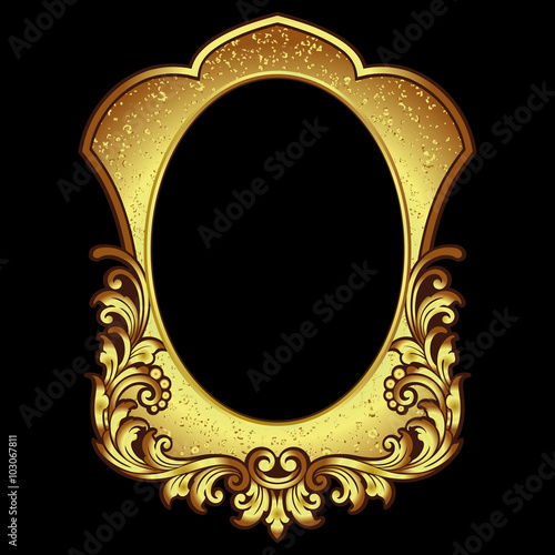 Vector vintage border frame engraving with retro ornament pattern in antique rococo style decorative design