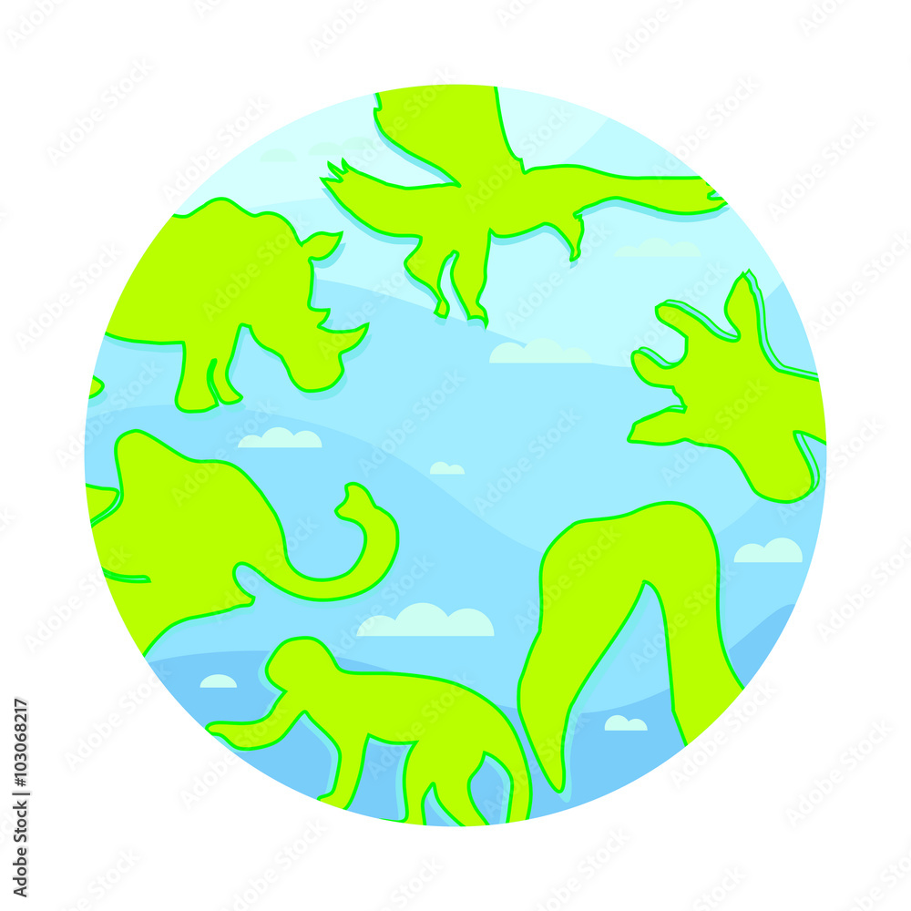 Naklejka premium animal set world wildlife day 