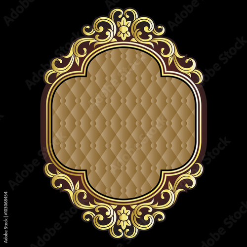 Vector vintage border frame engraving with retro ornament pattern in antique rococo style decorative design.