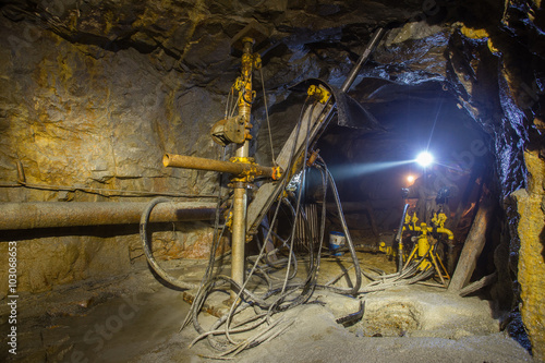 Underground gold mine ore drilling machine Berezovsky mine Ural photo