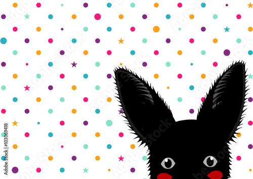 Black Rabbit Colorful Dots ...