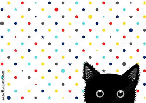 Black Cat Colorful Dots Sta...