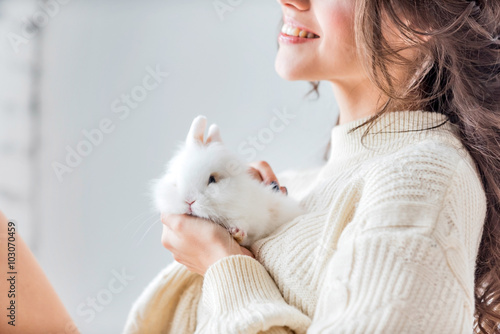 women with rabbit
