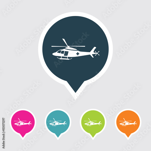 Very Useful Editable Helicopter Icon on Different Colored Pointer Shape. Eps-10. © bharatmanoj