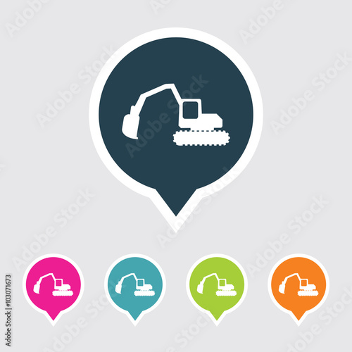Very Useful Editable Excavator Icon on Different Colored Pointer Shape. Eps-10.