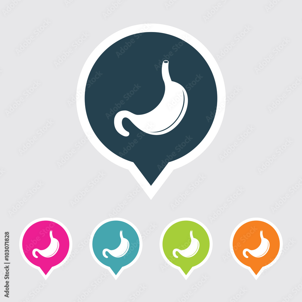 Obraz premium Very Useful Editable Stomach Icon on Different Colored Pointer Shape. Eps-10.