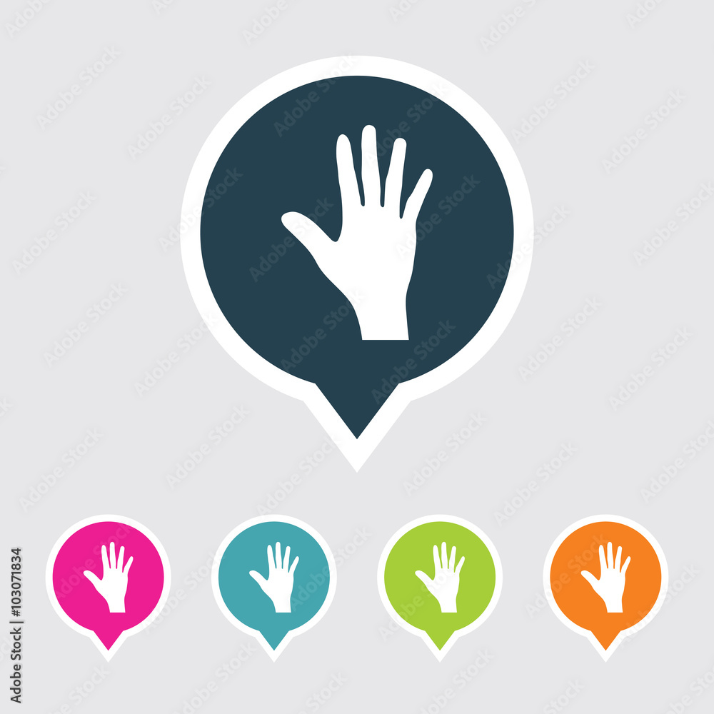 Obraz premium Very Useful Editable Hand Icon on Different Colored Pointer Shape. Eps-10.