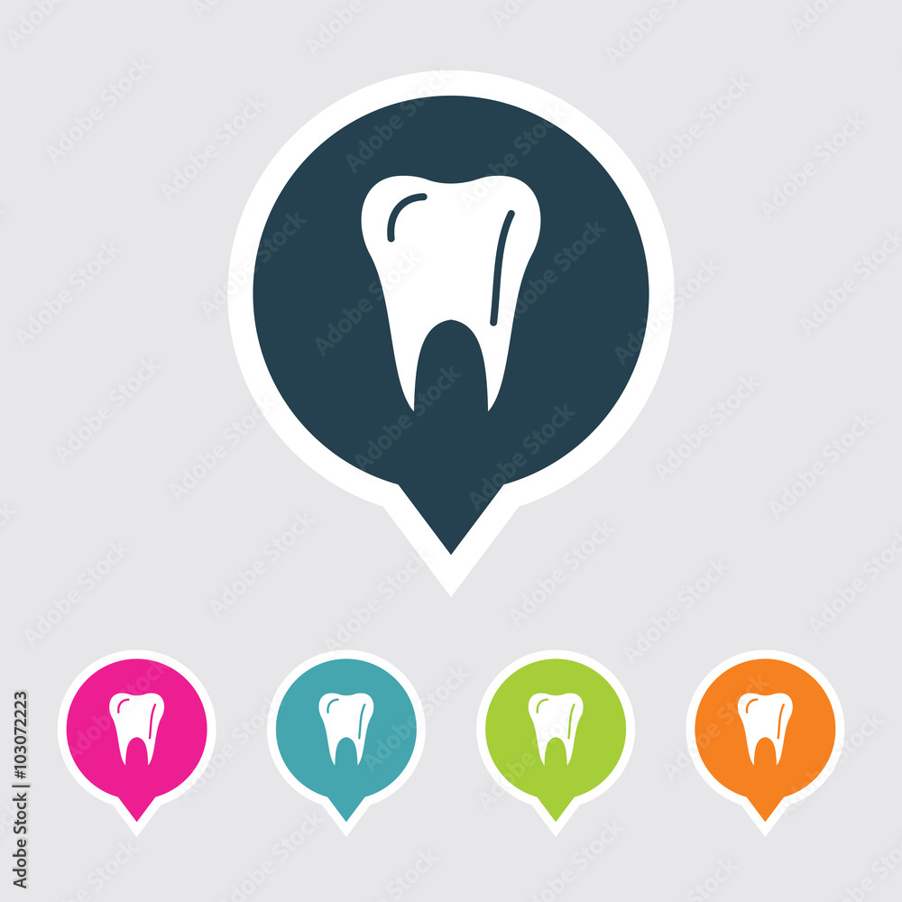 Very Useful Editable Tooth Icon on Different Colored Pointer Shape. Eps-10. Very Useful Editable Tooth Icon on Different Colored Pointer Shape. Eps-10.