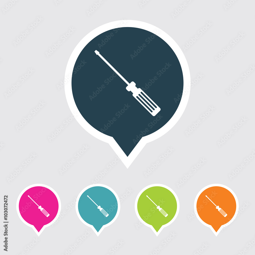 Very Useful Editable Screw Driver Icon on Different Colored Pointer Shape. Eps-10. Very Useful Editable Screw Driver Icon on Different Colored Pointer Shape. Eps-10.