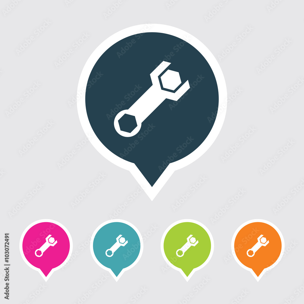 Very Useful Editable Wrench Icon on Different Colored Pointer Shape. Eps-10. Very Useful Editable Wrench Icon on Different Colored Pointer Shape. Eps-10.