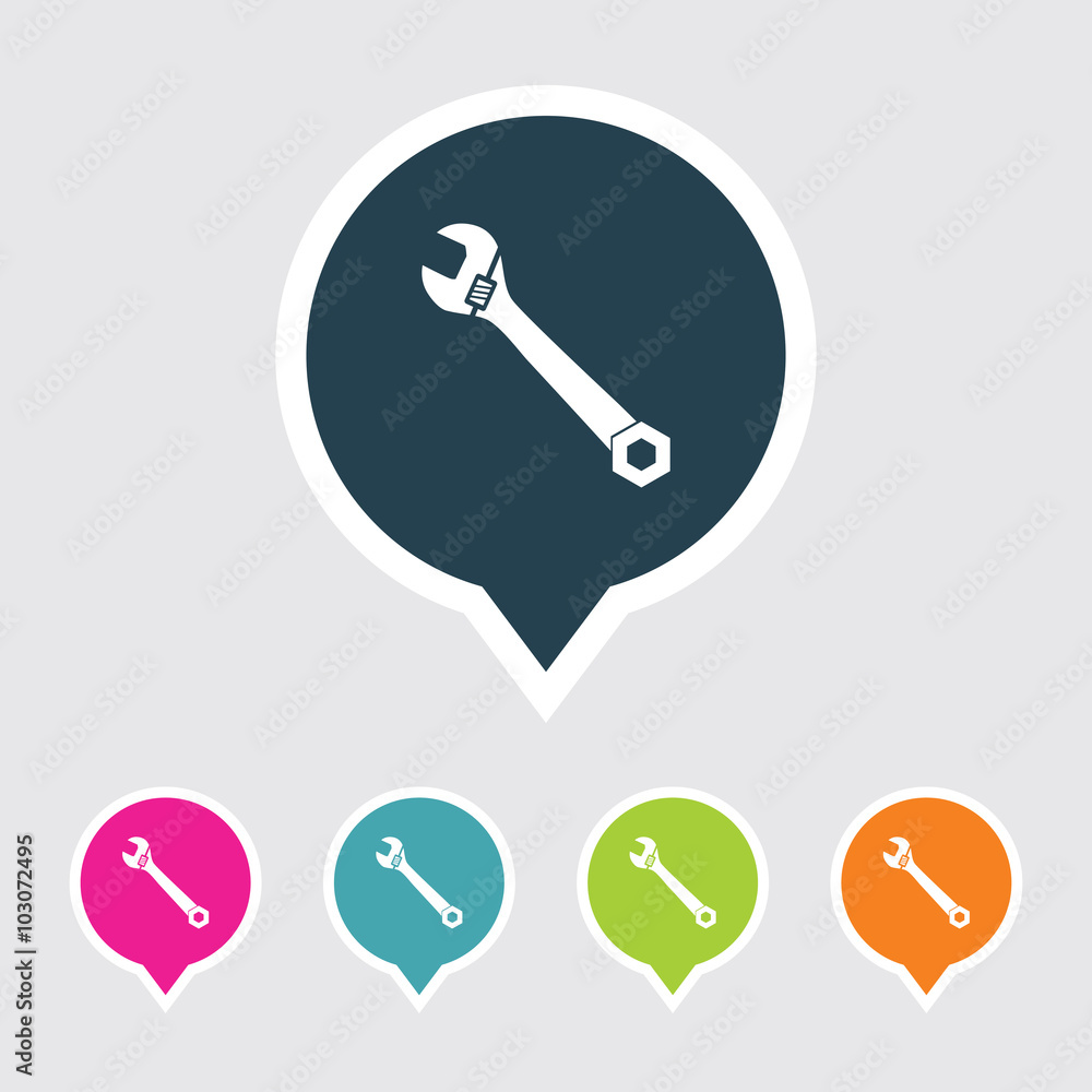 Very Useful Editable Wrench Icon on Different Colored Pointer Shape. Eps-10. Very Useful Editable Wrench Icon on Different Colored Pointer Shape. Eps-10.