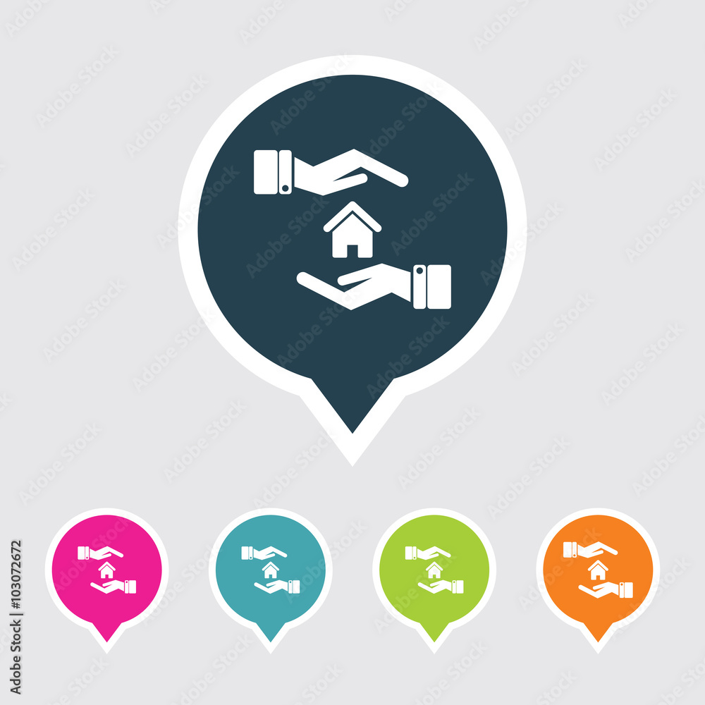 Very Useful Editable Safe Home, Home Protect & Home Insurance Icon on Different Colored Pointer Shape. Eps-10. Very Useful Editable Safe Home, Home Protect & Home Insurance Icon on Different Colored Pointer Shape. Eps-10.