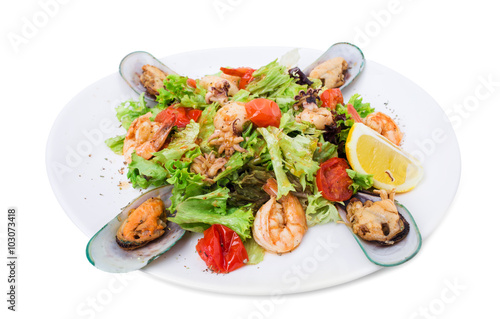 Delicious warm seafood salad.