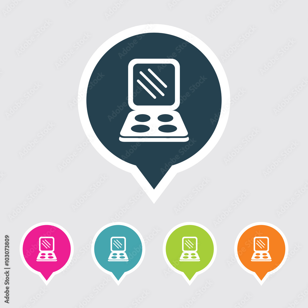 Very Useful Editable Make-Up Kit Icon on Different Colored Pointer Shape. Eps-10. Very Useful Editable Make-Up Kit Icon on Different Colored Pointer Shape. Eps-10.