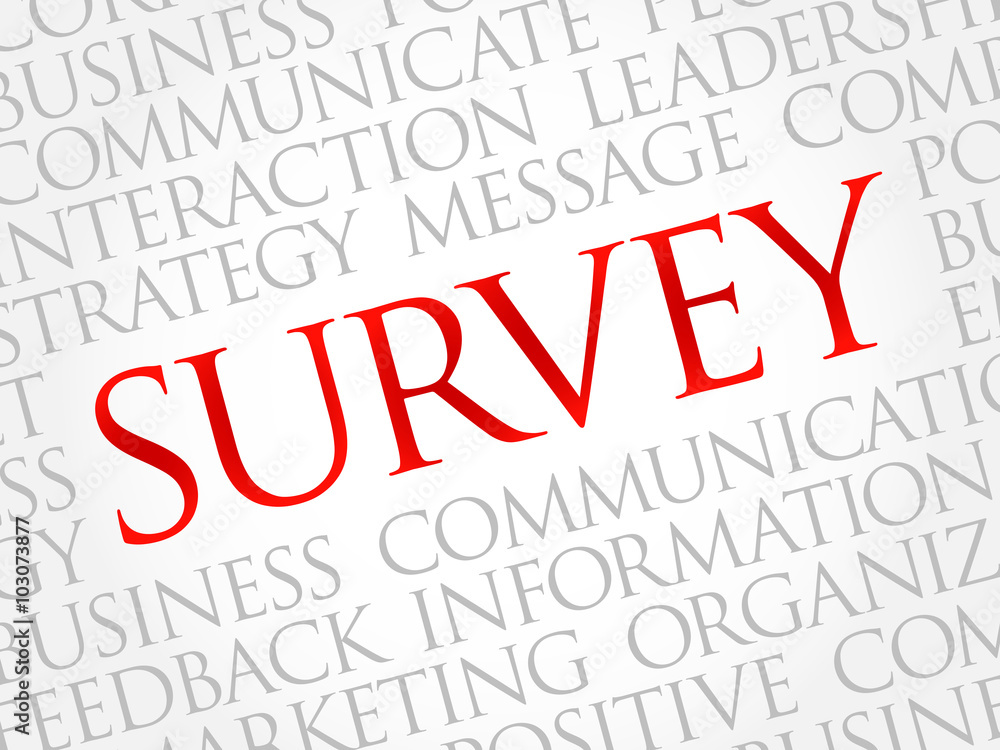 Survey word cloud, business concept Survey word cloud, business concept