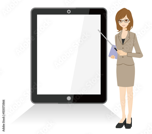 ビジネスウーマン　秘書　タブレット