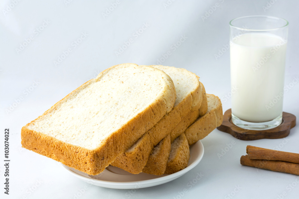 Tasty fresh sliced white bread for breakfast. Tasty fresh sliced white bread for breakfast.