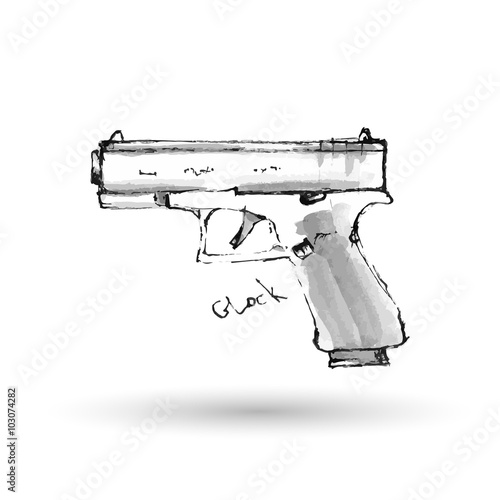 hand drawn pistol vector illustration