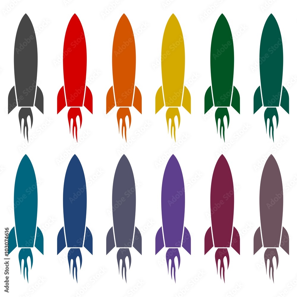Rocket launch icons set Rocket launch icons set